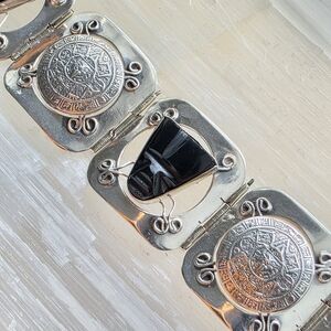Silver and Black Aztec Bracelet